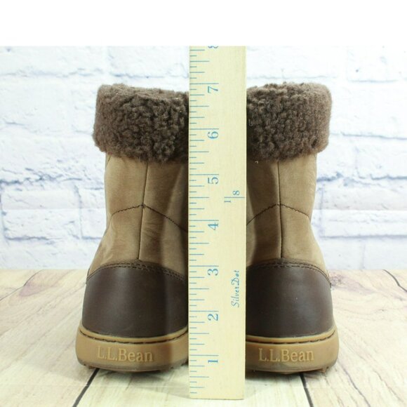 LL Bean Mountainside Brown Leather Insulated Rugged Winter Boots Size 7.5 M - Picture 6 of 9